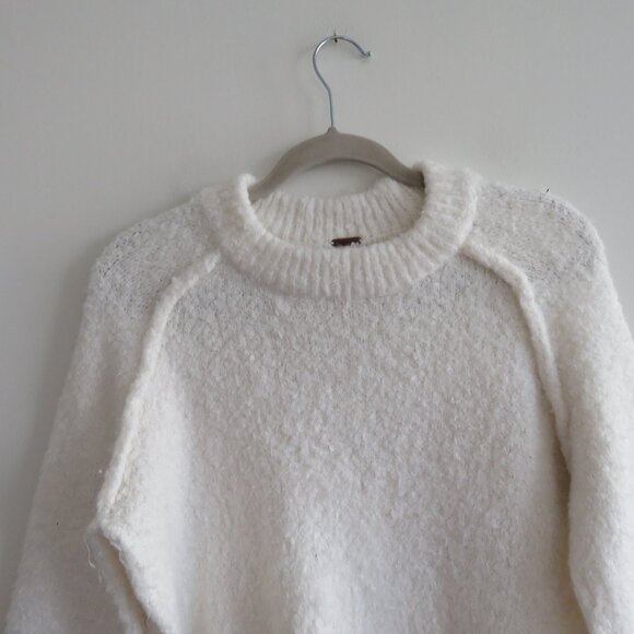 FREE PEOPLE Solid Cocoon Solid Crew Sweater Jumper in Ivory Neutral - Size XS - Picture 3 of 14